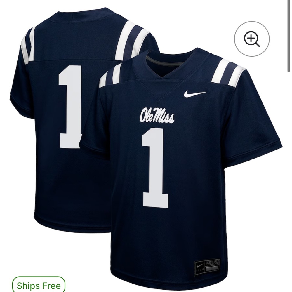 Nike Kids Ole Miss Navy and White Jersey